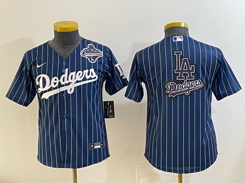 Youth 2026 Los Angeles Dodgers Blank Drak Blue Stripe Game Nike MLB Jersey style 009->youth mlb jersey->Youth Jersey